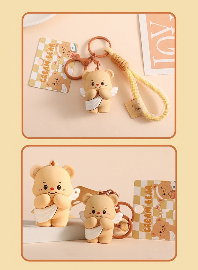 Key Pendant Graceful Cream Bear, Little Bear Car Key Pendant, Cute Bear Keychain - Image 5