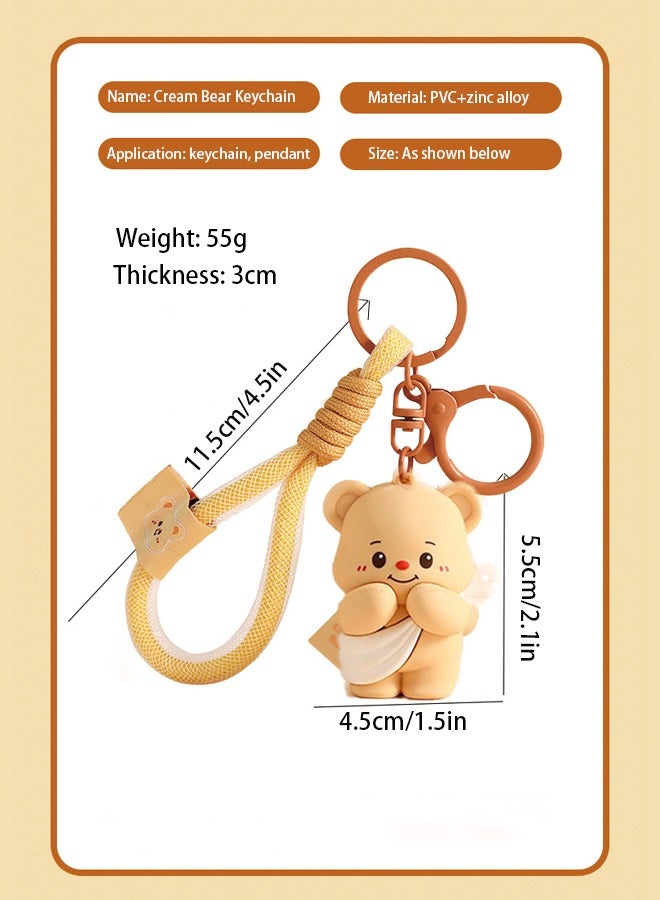 Key Pendant Graceful Cream Bear, Little Bear Car Key Pendant, Cute Bear Keychain - Image 3