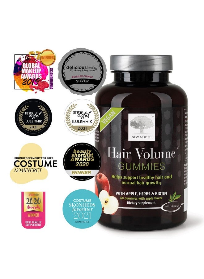 NEW NORDIC Hair Volume Gummies, 2500 mcg Biotin, Daily Hair Vitamins Supplement to Support Hair Skin & Nails, Vegan, 60 Count (Pack of 1) - Image 4