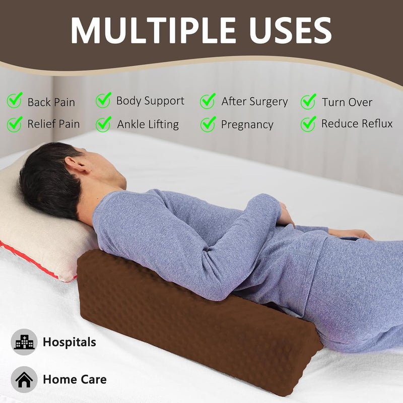 Jacobable Wedge Pillow for Side Sleeping, Body Positioning Foam Wedge Pillow, Side Wedge Pillow for Sleeping Non-Slip Back Positioning Pillow for Bed Sore Wedge (Brown) - Image 3