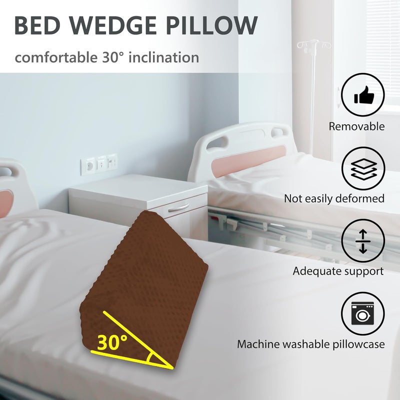 Jacobable Wedge Pillow for Side Sleeping, Body Positioning Foam Wedge Pillow, Side Wedge Pillow for Sleeping Non-Slip Back Positioning Pillow for Bed Sore Wedge (Brown) - Image 2
