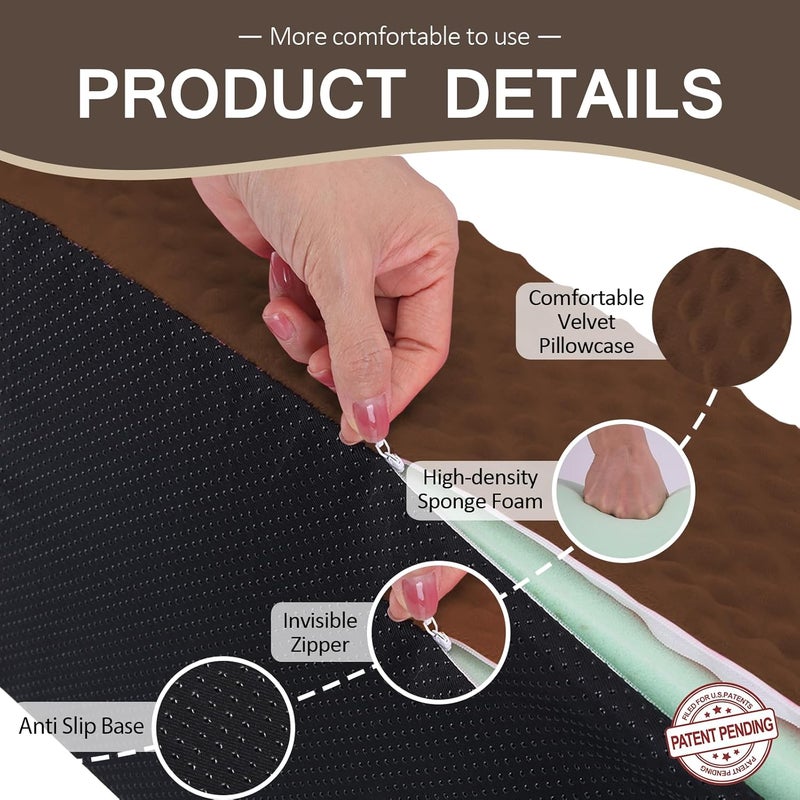 Jacobable Wedge Pillow for Side Sleeping, Body Positioning Foam Wedge Pillow, Side Wedge Pillow for Sleeping Non-Slip Back Positioning Pillow for Bed Sore Wedge (Brown) - Image 4