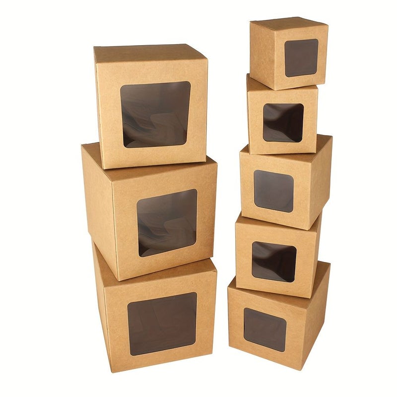30pcs Black Paper Display Box with Window Foldable Gift Box 9x9cm - Image 2
