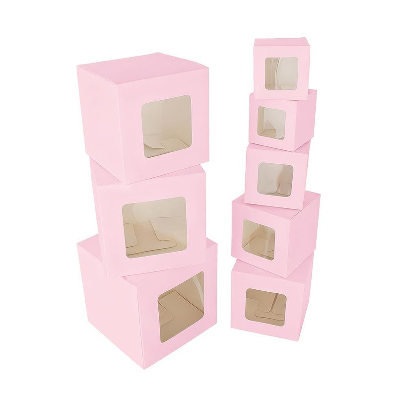 30pcs Black Paper Display Box with Window Foldable Gift Box 9x9cm - Image 3
