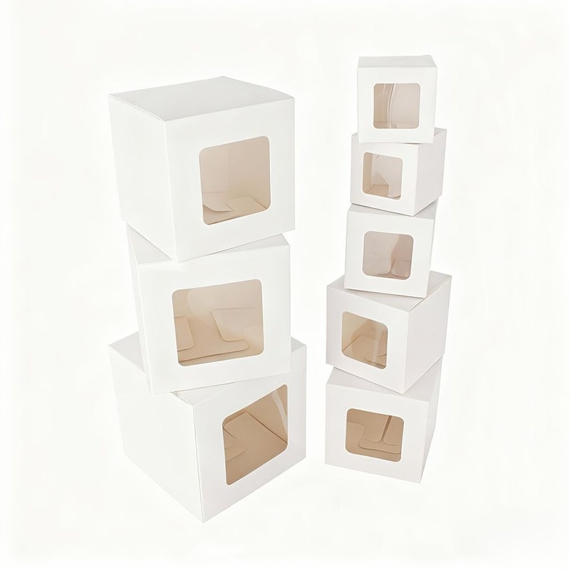 30pcs Black Paper Display Box with Window Foldable Gift Box 9x9cm - Image 4