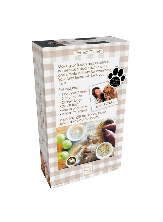 هابينيست اصنع بنفسك مجموعة مكافآت الكلاب المصنوعة في المنزل - قوالب بسكويت عظام الكلاب، 24 كيس هدايا وبطاقة، ماكينة صنع بسكويت الكلاب، و3 وصفات طبيعية لمكافآت الكلاب - Image 3