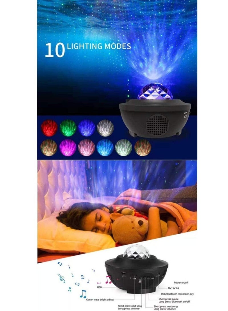 Raxoom Star Light Projector Led Night Light, 2 In 1 Starry Light & Ocean Wave Projector With Remote Control 10 Colors Changing Music Player With Bluetooth Dimmable, Best Gift For Kids & Adults - Image 5