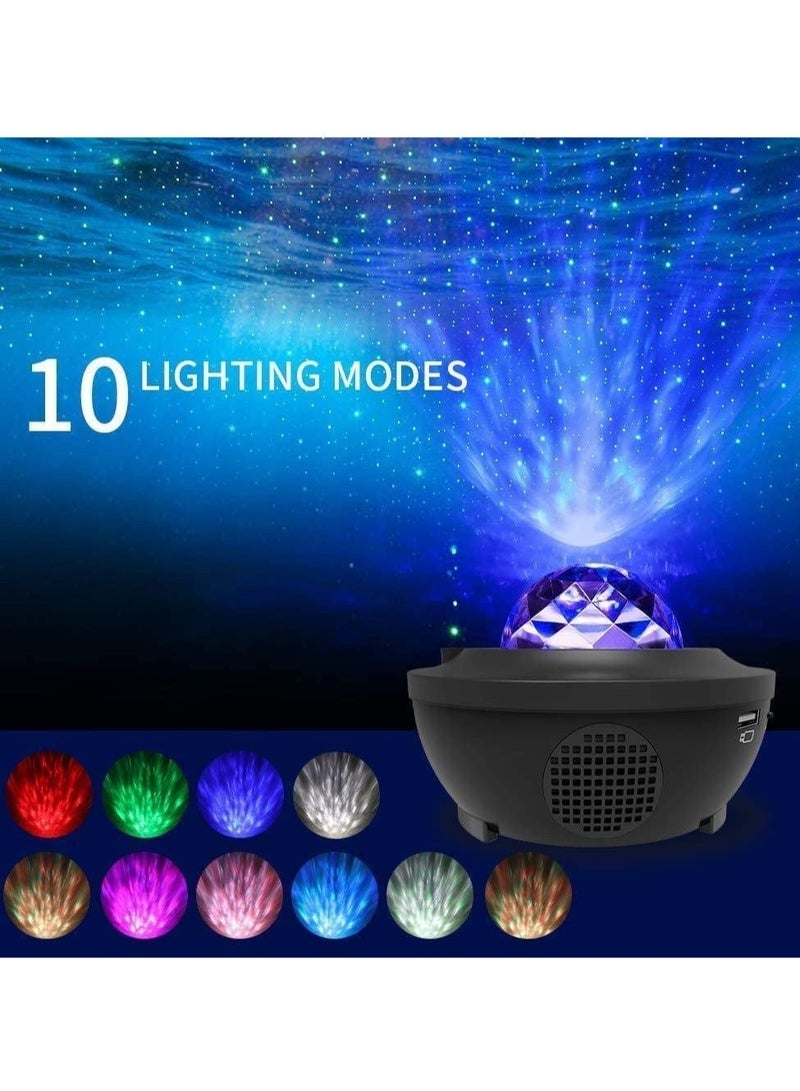 Raxoom Star Light Projector Led Night Light, 2 In 1 Starry Light & Ocean Wave Projector With Remote Control 10 Colors Changing Music Player With Bluetooth Dimmable, Best Gift For Kids & Adults - Image 1