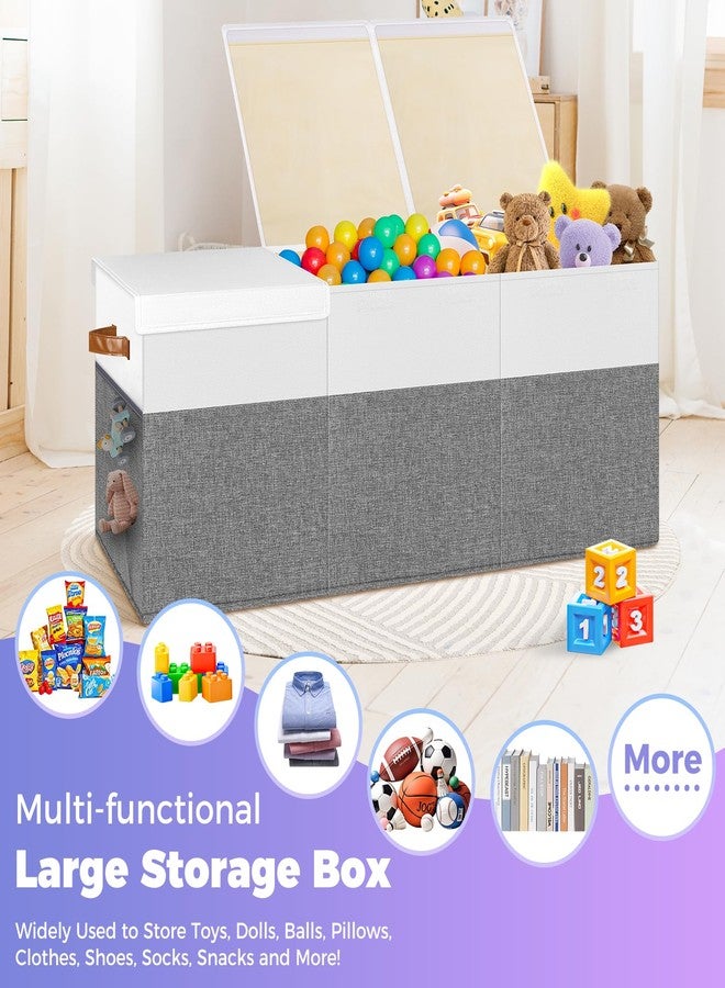Mabahoo Extra Large Toy Storage Box with Lid, Collapsible Sturdy Toys Chest Storage Organizer Bin Basket with Divider for Kids, Boys, Girls, Closet, Playroom, Bedroom, Nursery, 40"X14"X16", Gray & White - Image 5