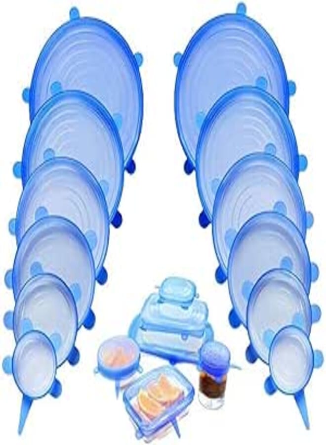Reusable Airtight Silicone Cover Set for Food Storage boxes - Blue