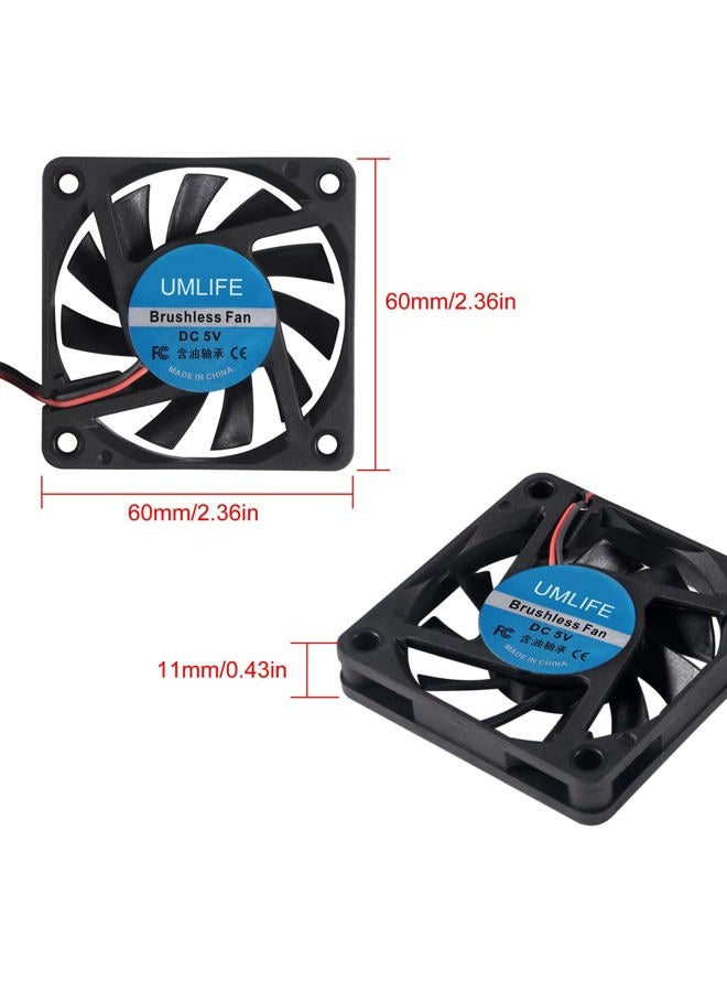 UMLIFE 60mm Fan, 4-Pack 5Volt 0.18A USB 60x60x10mm 6010 Brushless DC Computer CPU Heat Sink Cooling Cooler Fan 60mm x 10mm - Image 2