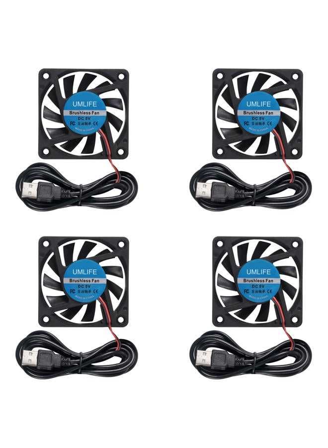 UMLIFE 60mm Fan, 4-Pack 5Volt 0.18A USB 60x60x10mm 6010 Brushless DC Computer CPU Heat Sink Cooling Cooler Fan 60mm x 10mm - Image 1