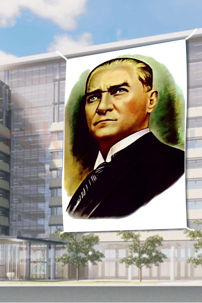 ZC Bayrak ZC Flag Mustafa Kemal Atatürk Portrait Raschel Digital Printing Flag 150 x 225 cm