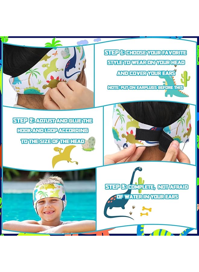 KASTWAVE 4 Pcs Kids Swimming Headband Adjustable Waterproof Ear Protection Band For Toddlers Cute Cartoon Pattern Swimmer Ear Cover Ideal For Swimming Surfing And Water Activities - Image 3