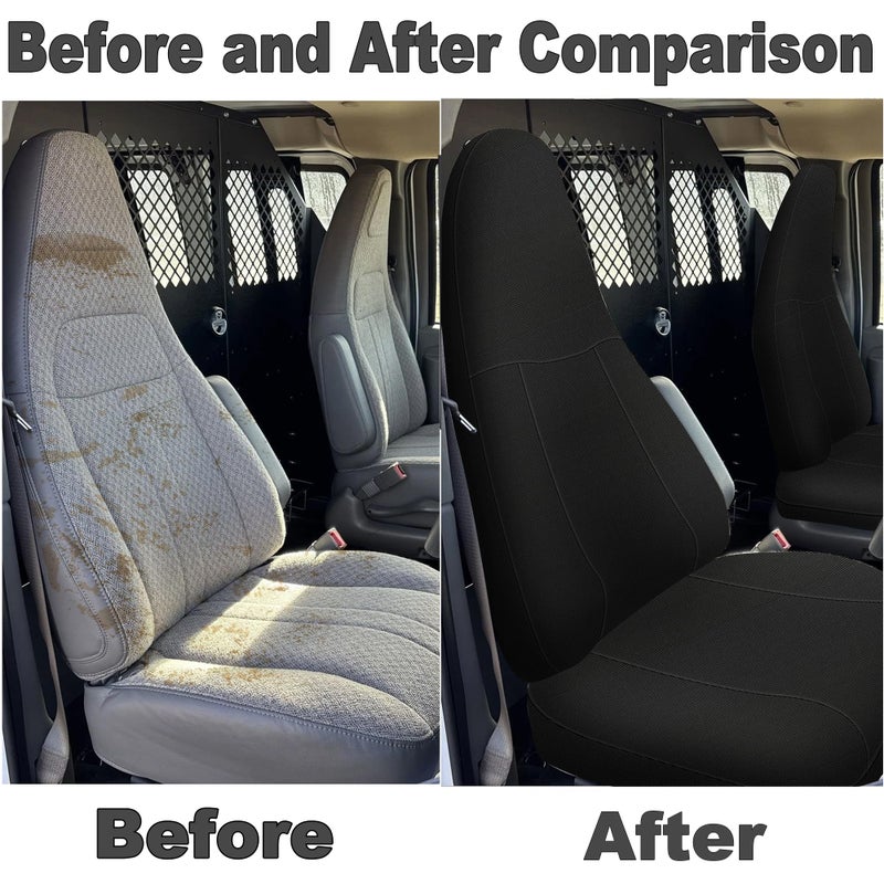 runfider Custom 600D Heavy Duty Seat Covers for 2010-2025 Chevy Express Front Bucket Seats with Grab Handle Opening, Durable Oxford Fabric Protective Covers, Not for RV - Black - Image 5