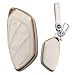 SANRILY Goldenedge 4 Button Key Cover Fit for MG ZS EV MG6 EZS HS EHS MG6 MARVEL X MARVEL R for Roewe I5 I6 RX3 RX5 RX8 ERX5 EI5 Keyless Key Pouch with Leather Keychain Beige - Image 2