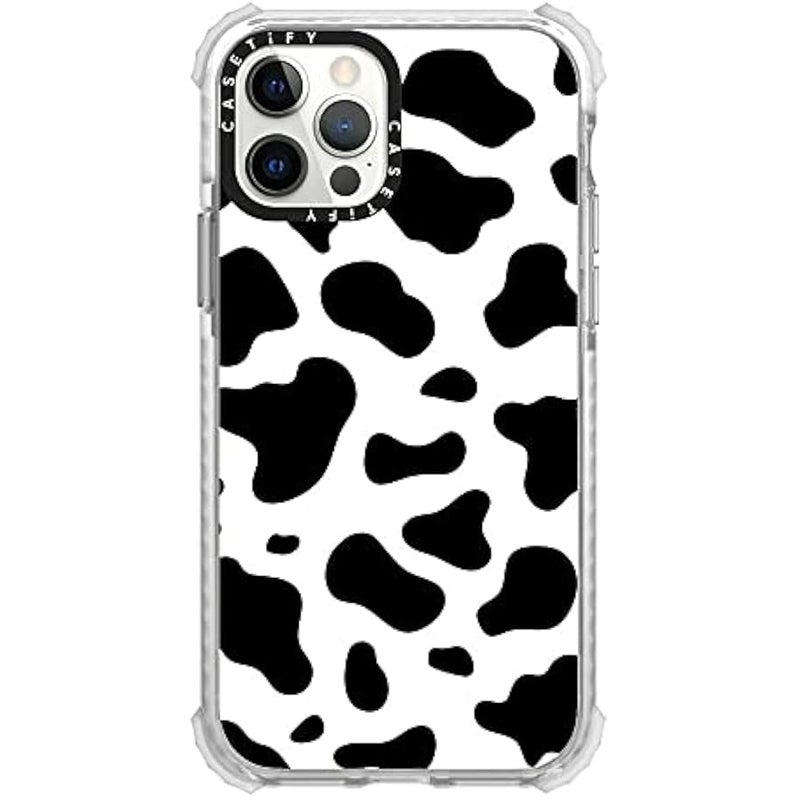 Casetify Ultra Impact Case for iPhone 12 / iPhone 12 Pro - Cow Print - Clear Frost - Image 1