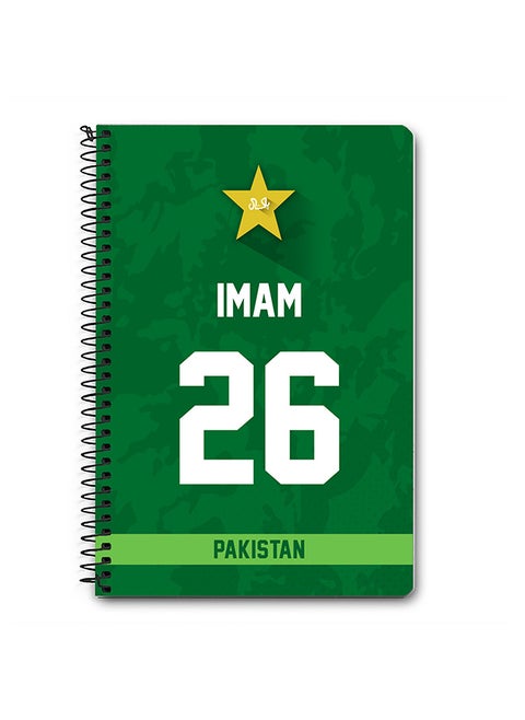Designer A5 Spiral Notebook Memo Notepad Journal Player - Imam-ul-Haq, Jersey Number -26 (With Logo)