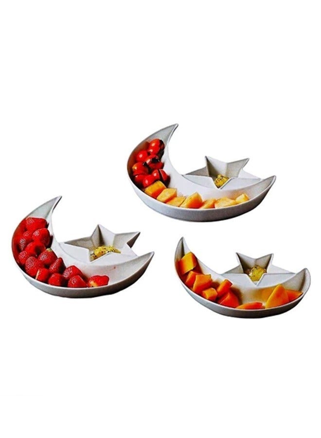 Moon Star Shape Ceramic Fruits and Nuts Candy Serving Platter Set of 3 - Image 1