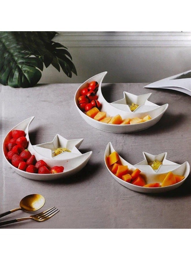 Moon Star Shape Ceramic Fruits and Nuts Candy Serving Platter Set of 3 - Image 2