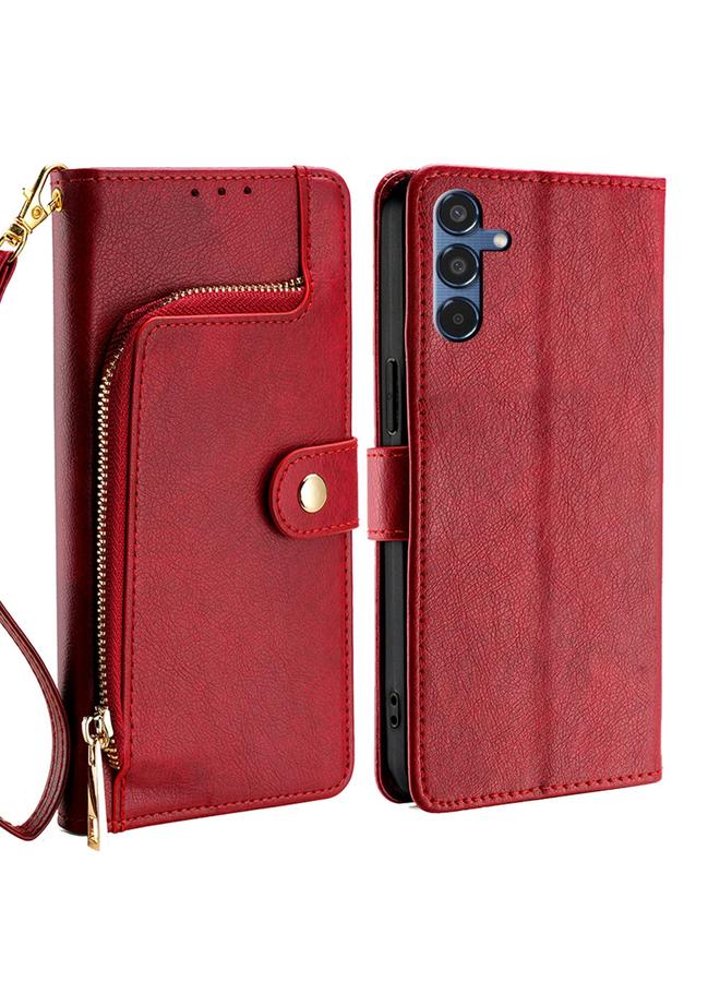 اس-توب جراب هاتف Samsung Galaxy M35 5G مصنوع من الجلد مع سحاب - Image 1