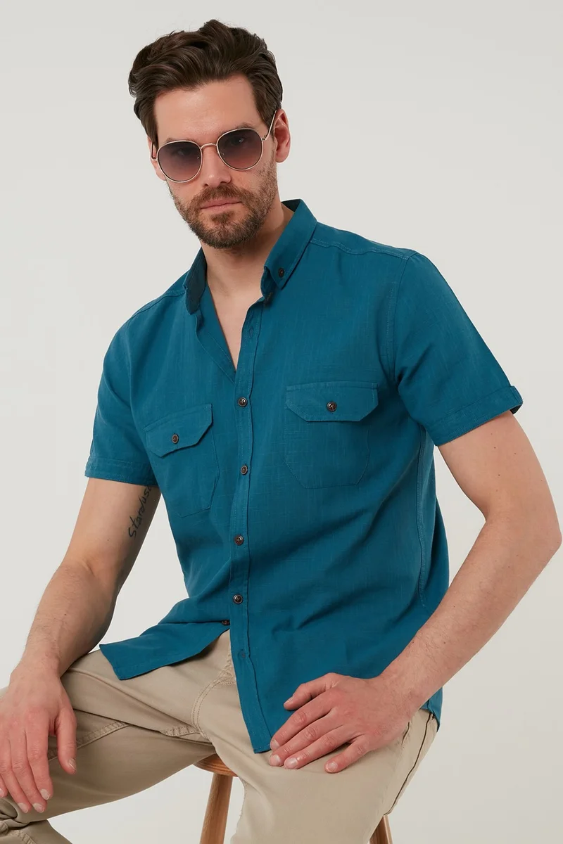 Buratti Button-down Collar Cotton Slim Fit Pocket Shirt Men's SHIRT CF21S111153