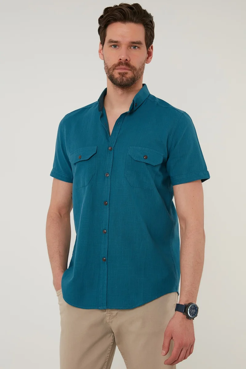 Buratti Button-down Collar Cotton Slim Fit Pocket Shirt Men's SHIRT CF21S111153