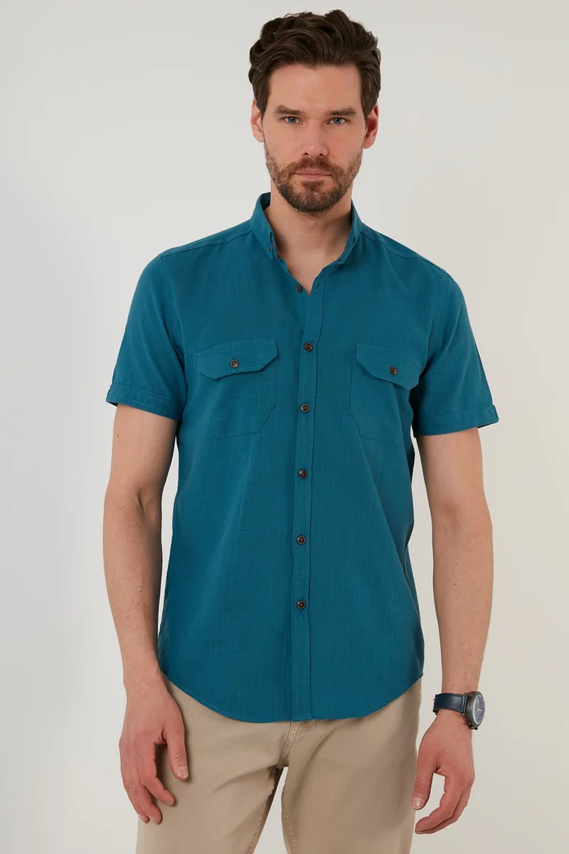 Buratti Button-down Collar Cotton Slim Fit Pocket Shirt Men's SHIRT CF21S111153