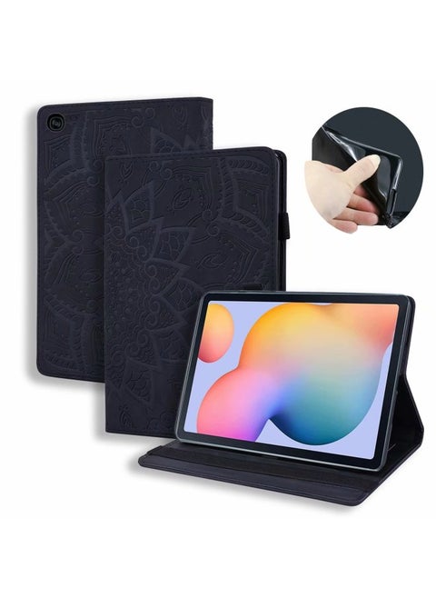 Applicable To Samsung Tab S6 Lite Tablet Leather Case Retro Frosted Pattern Card Holder Drop-resistant Protective Case-Color:Black-Applicable Model:Other Models