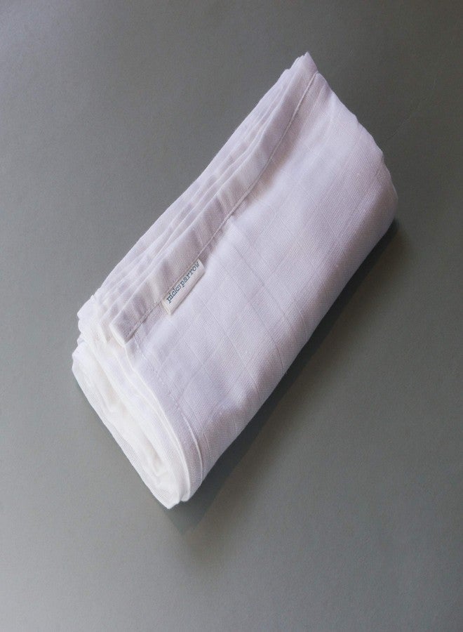 Picksparrow 100% Cotton Newborn Baby Muslin Swaddle Wrap/Baby Cotton Sheet/Bath Towel/Swaddle Blanket/Newborn Essentials(100 * 100 cm, Pack of 3, Solid White) - Image 5