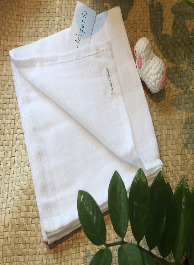 Picksparrow 100% Cotton Newborn Baby Muslin Swaddle Wrap/Baby Cotton Sheet/Bath Towel/Swaddle Blanket/Newborn Essentials(100 * 100 cm, Pack of 3, Solid White) - Image 4