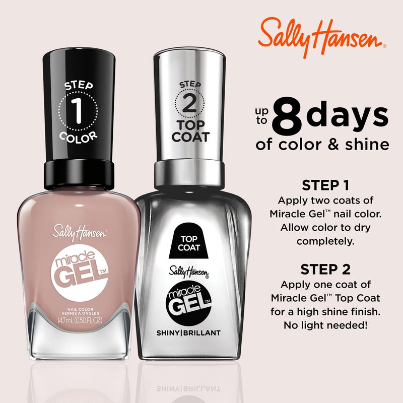 Sally Hansen Miracle Gel Salon Quality Nail Polish | Gel-Like Formula, Two-Step System, No UV Light Needed, Long Lasting | Opaque | 235 Love at First Flight | Muave Nude Nail Polish - Image 2