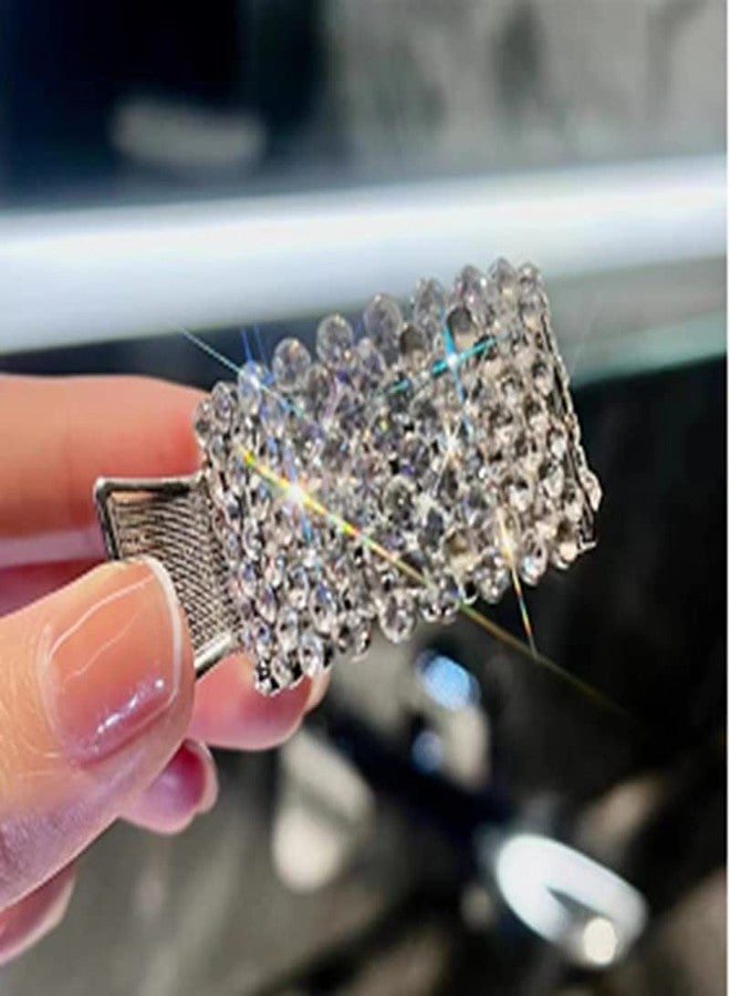 KINFENE 3 Pack Glitter Ponytail Claw Clips - Metal Rhinestone Hair Rings with Braids for Long Hair, Hair Cuff Bands (Silver) - Image 4