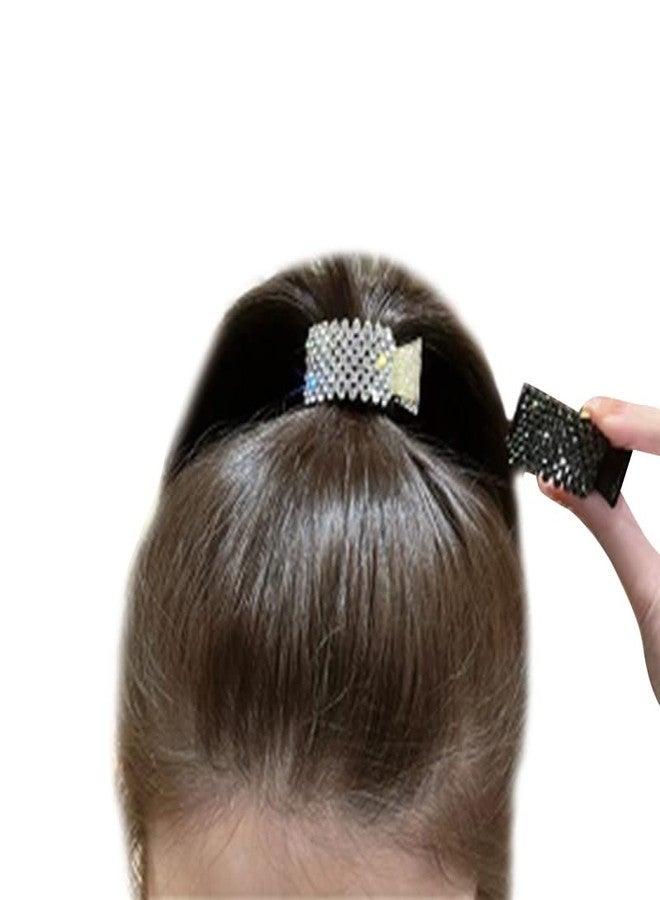 KINFENE 3 Pack Glitter Ponytail Claw Clips - Metal Rhinestone Hair Rings with Braids for Long Hair, Hair Cuff Bands (Silver) - Image 2