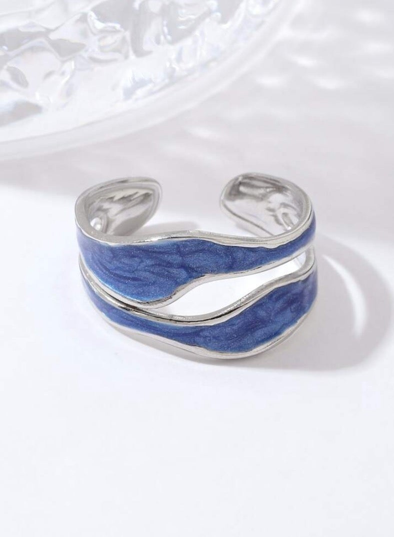 إيكوال خاتم نسائي من الاستانلس ستيل انيق وعصري بمقاس موحد - Image 2