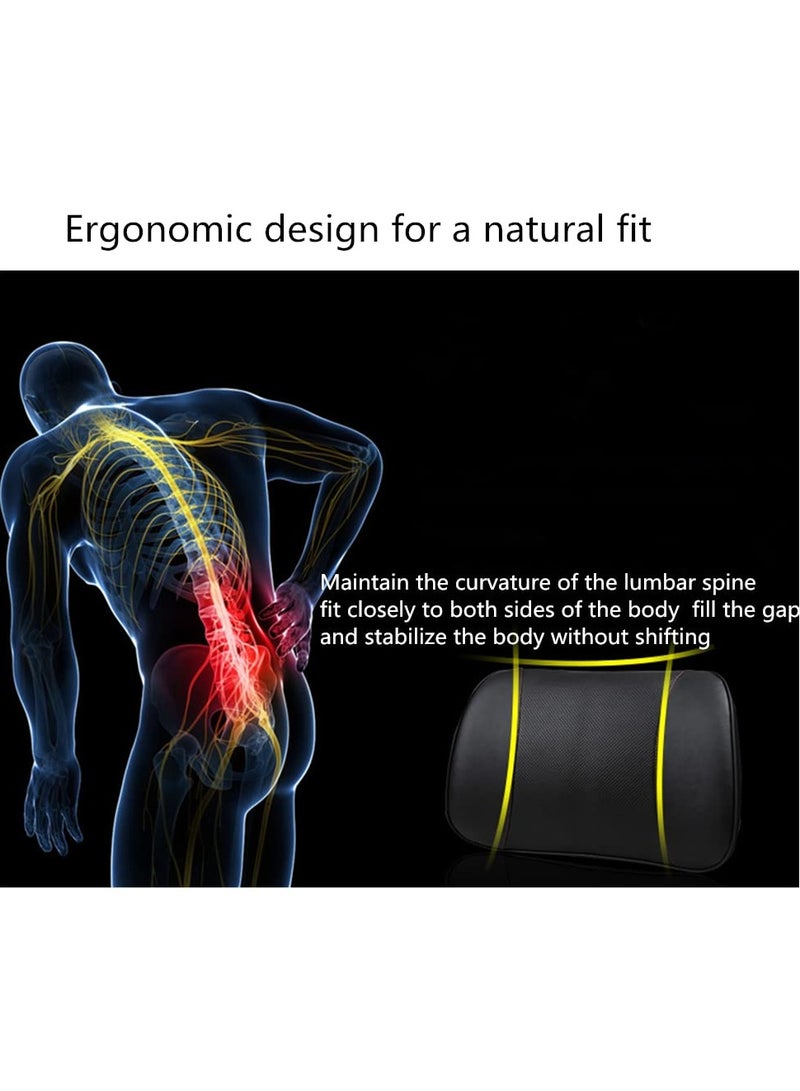 وسادة دعم الرأس والرقبة من  ووسادة دعم أسفل الظهر من رغوة الذاكرة، وسادة مقعد مريحة ergonomics لمقاعد السيارات وكراسي المكتب، تخفيف تعب القيادة وتحسين الوضعية، باللون الأسود - Image 4