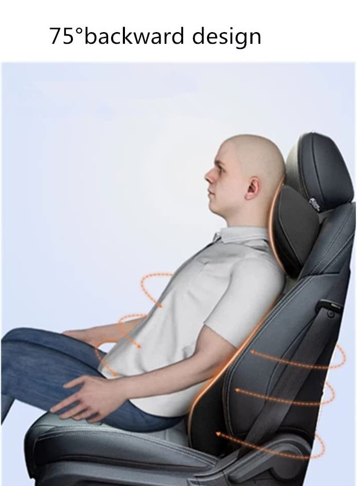 وسادة دعم الرأس والرقبة من  ووسادة دعم أسفل الظهر من رغوة الذاكرة، وسادة مقعد مريحة ergonomics لمقاعد السيارات وكراسي المكتب، تخفيف تعب القيادة وتحسين الوضعية، باللون الأسود - Image 3