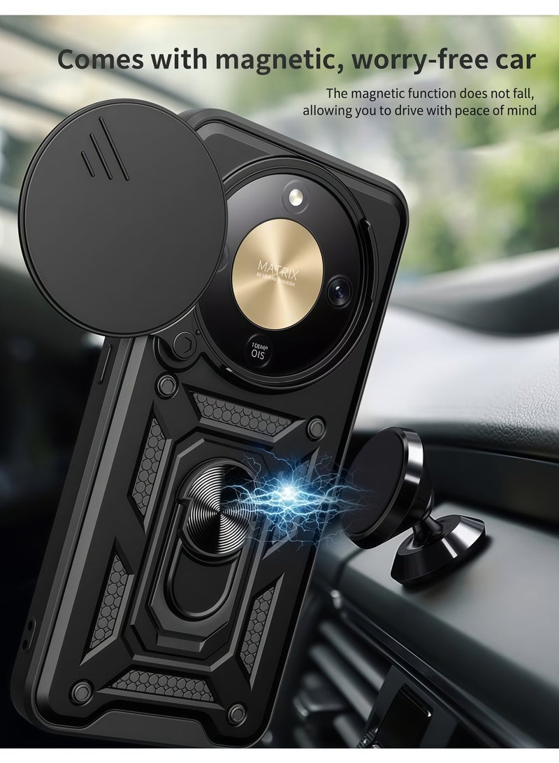 BlueHole Honor X9D 5G Anti Drop Protective Case, Black Lens Slide Cover, Ring Holder, Heavy-Duty Shock-Absorbing All Inclusive Case - Image 3