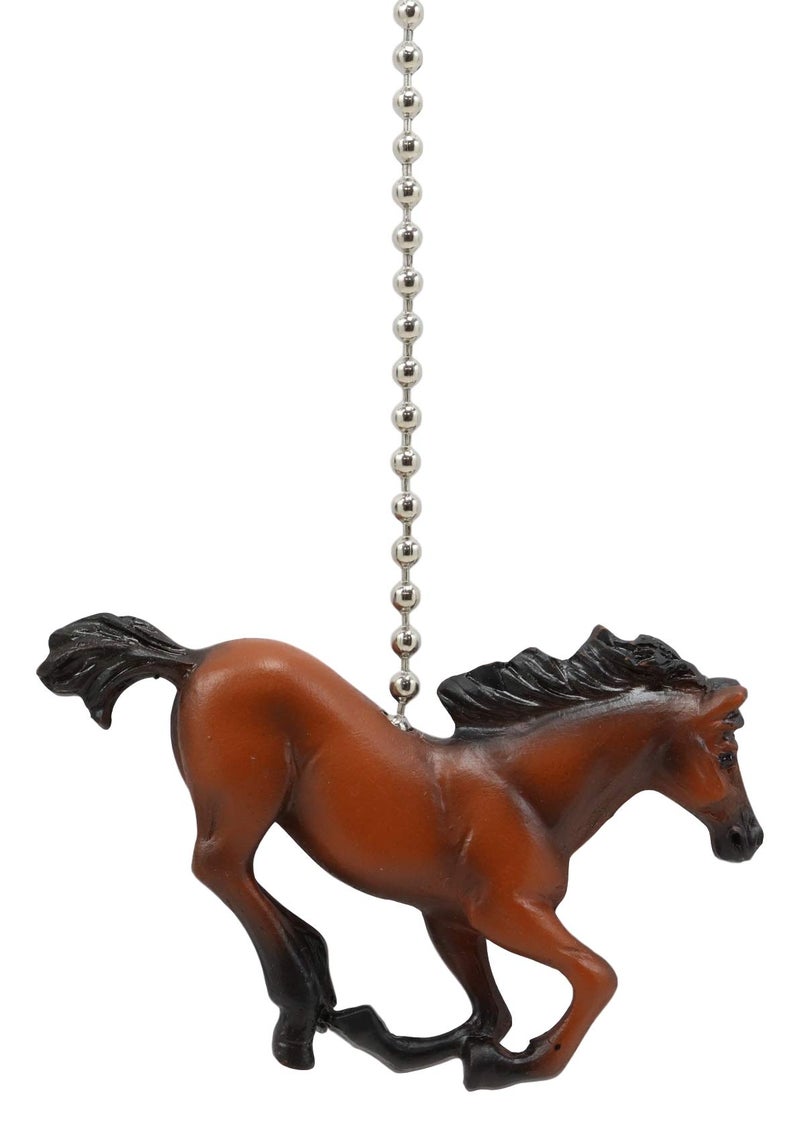Ebros Gift Ebros Ceiling Fan Metal Pull Chain with Equestrian Beauty Galloping Horse Hand Crafted Resin Knob Handle 325 Wide Rustic Western Country Stallion Horses Animal Decor Accent Chestnut Brown 