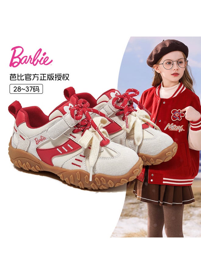 Barbie أحذية رياضية للبنات من باربي - أحذية تدريب ألمانية للأطفال - دا6976 - بيج/أحمر - مقاس 30 - Image 1