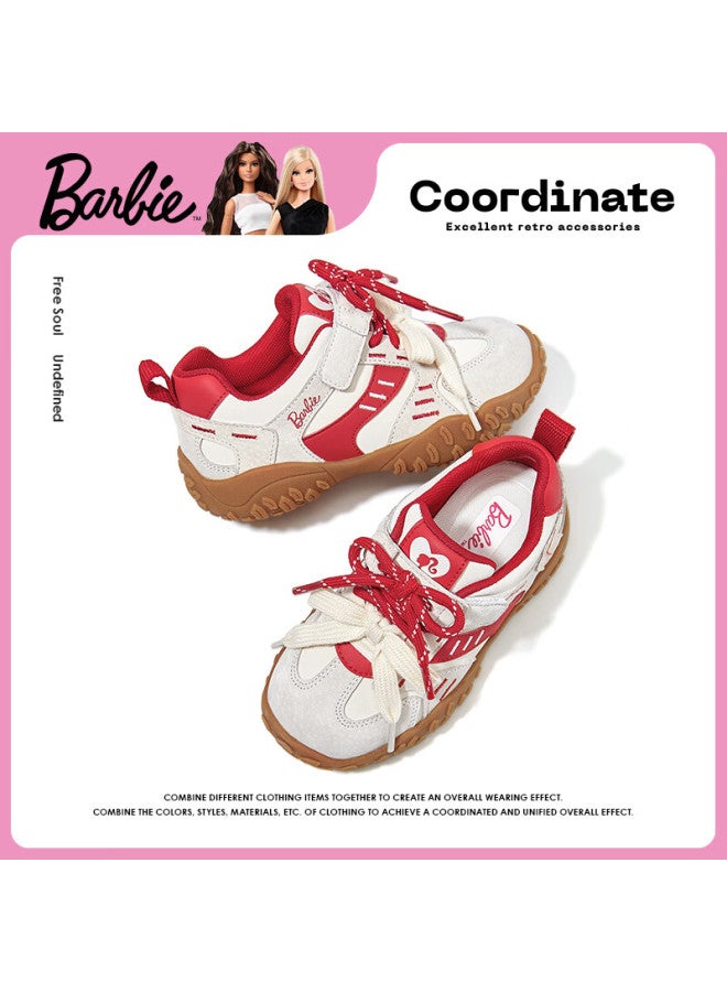 Barbie أحذية رياضية للبنات من باربي - أحذية تدريب ألمانية للأطفال - دا6976 - بيج/أحمر - مقاس 30 - Image 3
