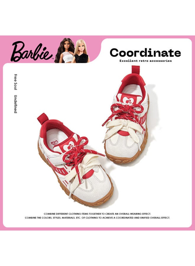Barbie أحذية رياضية للبنات من باربي - أحذية تدريب ألمانية للأطفال - دا6976 - بيج/أحمر - مقاس 30 - Image 4