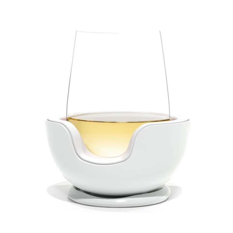 VoChill Stemless Wine Glass Chiller Keep the Chill In Your Glass Made in the USA Separable Refreezable Chill Cradle Actively Chills Stemless Glassware Quartz Single Stemless
