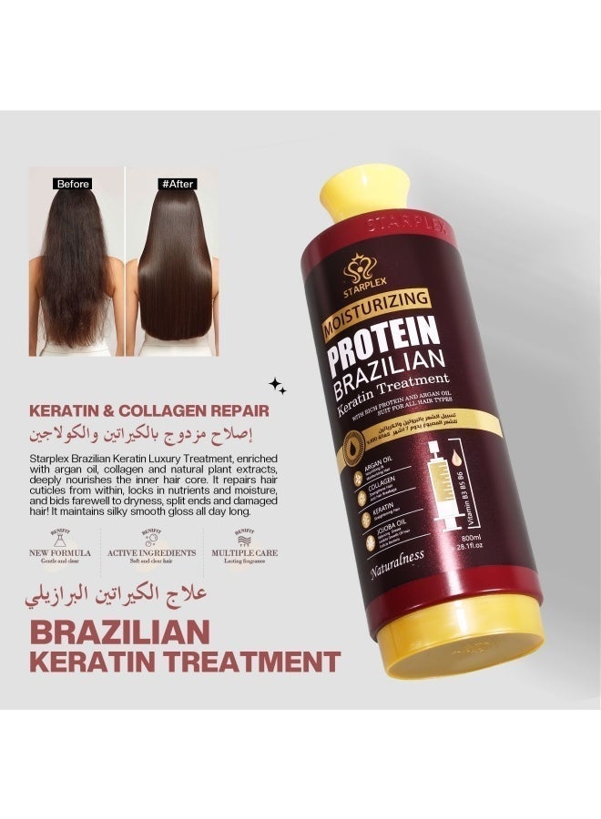 STARPLEX Moisturizing Keratin Treatment 800ml - Brazilian Protein & Argan Oil | Nourishing & Smoothing for All Hair Types | Salon Professional Deep Care - Image 1