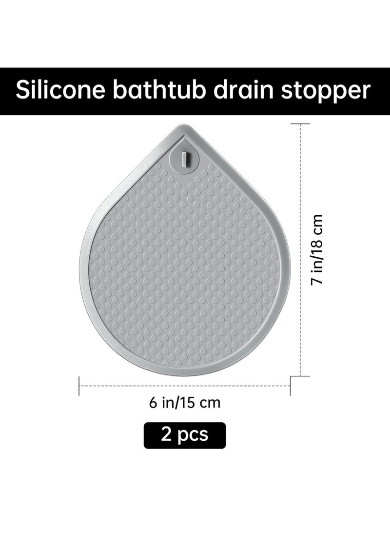 Oasisgalore Bathtub Stopper, Universal Silicone Tub Drain Stopper, 6 Inches Extra Large Bathtub Drain Stopper Bath Plug for Kitchen Bathroom Bathtub Sink Drains (2 Pcs, White Grey)  - Image 2