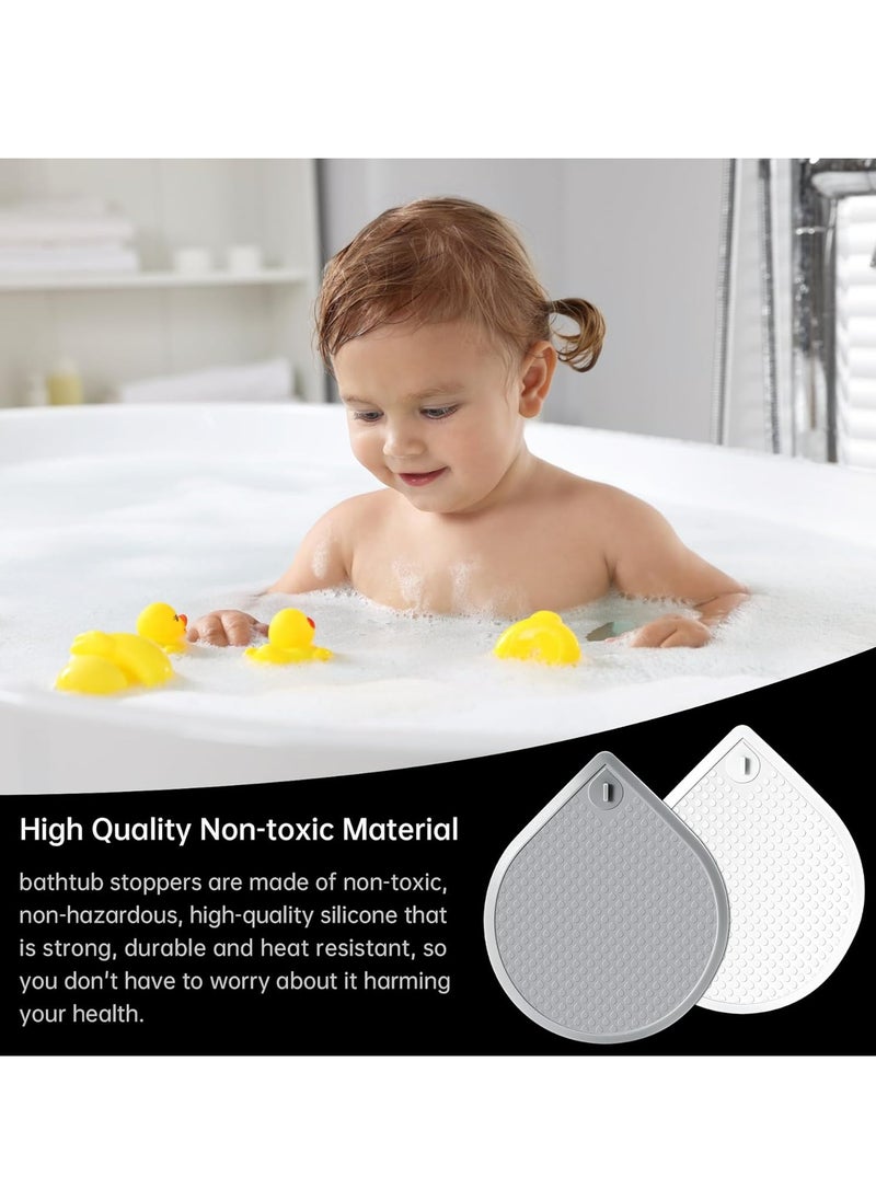 Oasisgalore Bathtub Stopper, Universal Silicone Tub Drain Stopper, 6 Inches Extra Large Bathtub Drain Stopper Bath Plug for Kitchen Bathroom Bathtub Sink Drains (2 Pcs, White Grey)  - Image 4