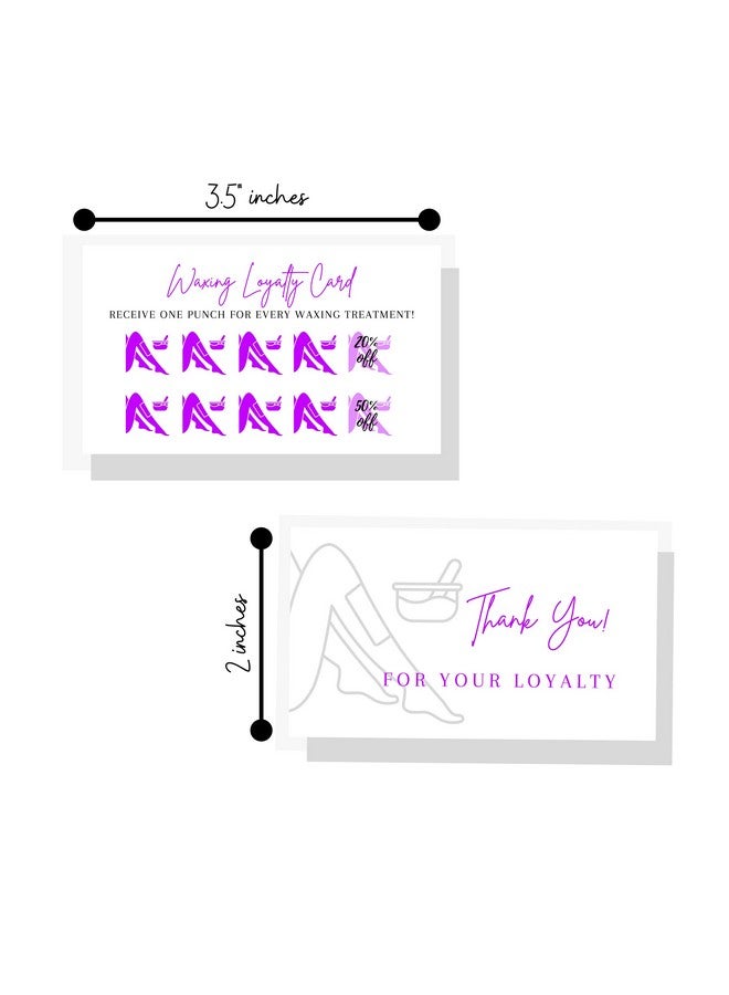 Boutique Marketing LLC Waxing Loyalty Discount Card | 50 Pack | Size 2X3.5” Inches Business Card | Matches Waxing Hair Removal Aftercare Cards | White With Purple Design - Image 3