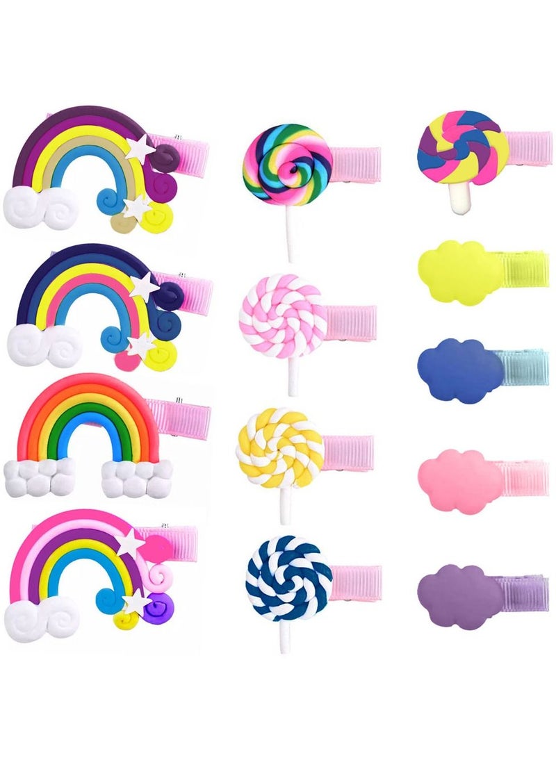 CATANES Mix Hair Clips Cloud Ornaments and Lollipop Colourful Flatback Polymer Hair Clips
