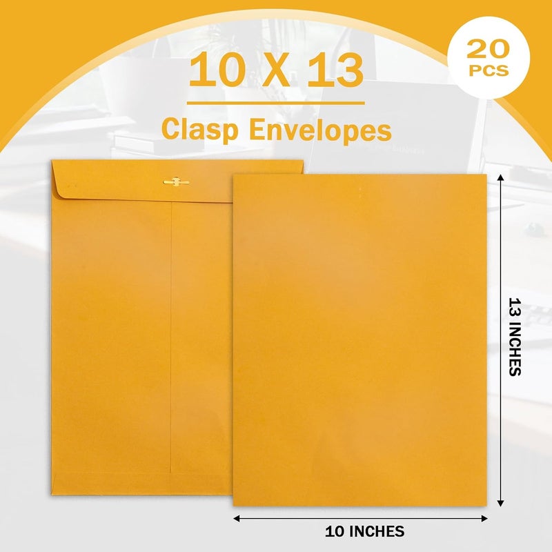 Goefun 10x13 Clasp Envelopes - 20 Pack, Durable Kraft Paper Mailing Envelopes with Gummed Seal - Image 2