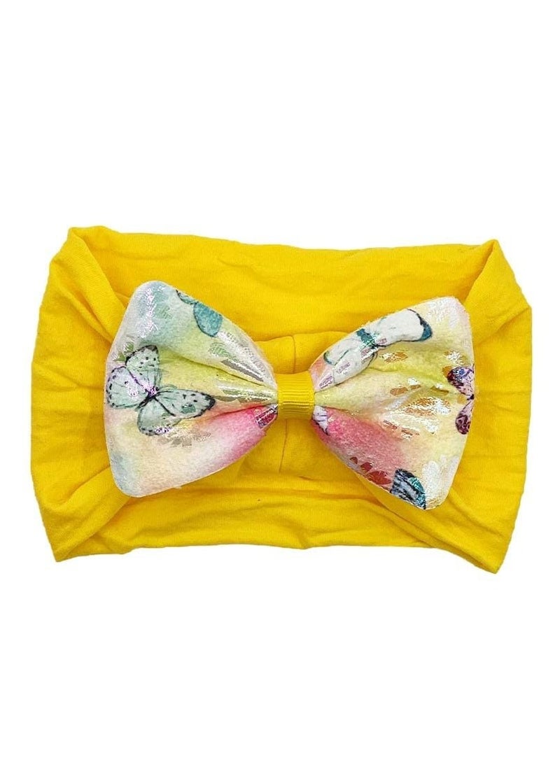 The Girl Cap tgc The Girl Cap Baby Butterfly Headband – One Size Beautiful & Elegant Design Stretchable Headwear - Perfect Hair Accessories for Baby (Yellow), 1.0 count  - Image 1